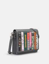 Load image into Gallery viewer, Bronte Bookworm Grey Leather Flap Over Bag (Triple Gusset )
