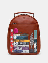 Load image into Gallery viewer, Shakespeare Bookworm Brown Leather Backpack
