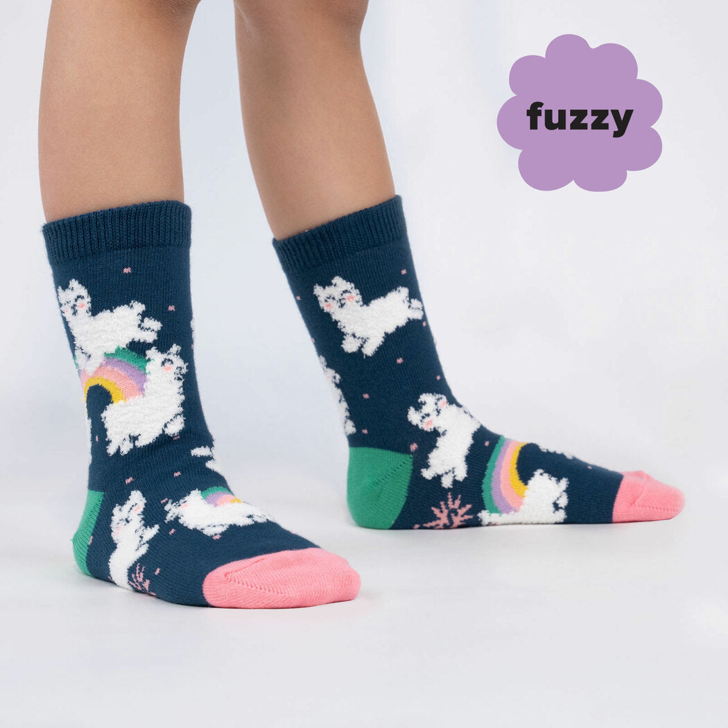 Llam-Where Over The Rainbow FUZZY Kids Socks by Sock it to Me