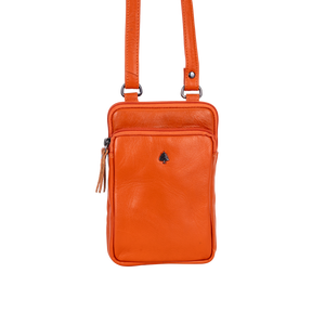 Greenwood Leather Gail Compact Crossbody Bag ~ Orange
