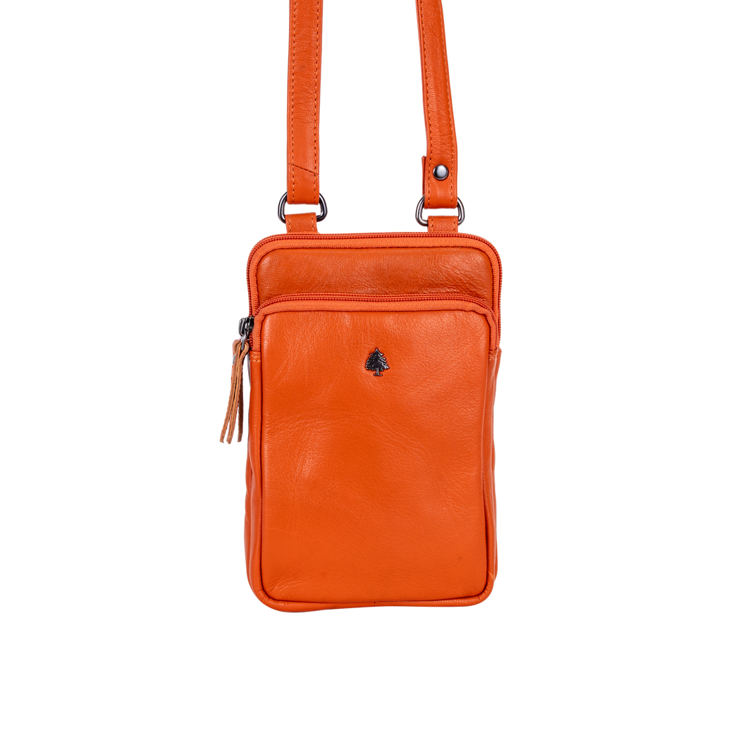 Greenwood Leather Gail Compact Crossbody Bag ~ Orange