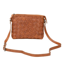 Load image into Gallery viewer, Greenwood Leather Mila Diamond Weave Crossbody Bag ~ Cognac
