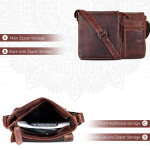 Greenwood Leather Luna Small Cross Body Bag ~ Brown