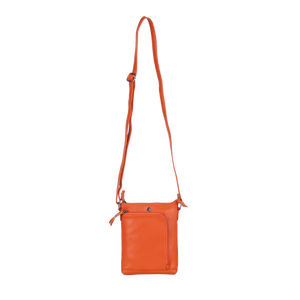 Greenwood Leather Helen Compact Crossbody Bag ~ Orange