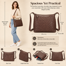 Load image into Gallery viewer, Greenwood Leather Winslow Vintage Woven Shoulder Bag ~ Brown
