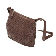 Load image into Gallery viewer, Greenwood Leather Winslow Vintage Woven Shoulder Bag ~ Brown
