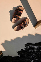 Load image into Gallery viewer, Tooled Leather Falling Feather Sandals ~ Brown
