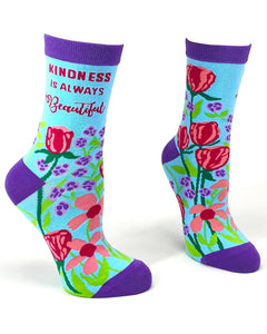 Kindness is Always Beautiful ~ Ladies' Crew Socks by FabDaz