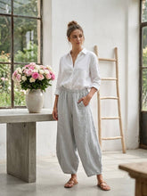 Load image into Gallery viewer, Colette Plain Barrel Leg Linen Pants ~ Teal
