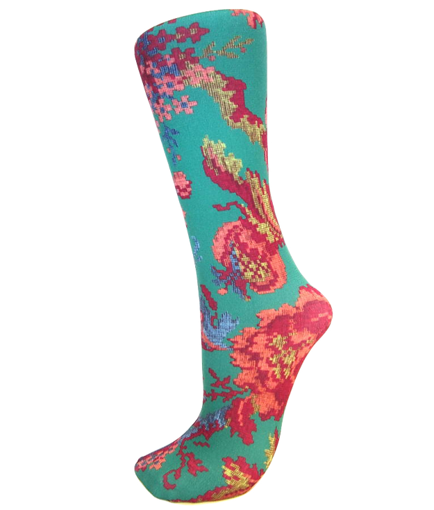 Celeste Stein - Jade Tapestry Flower - Trouser Sock