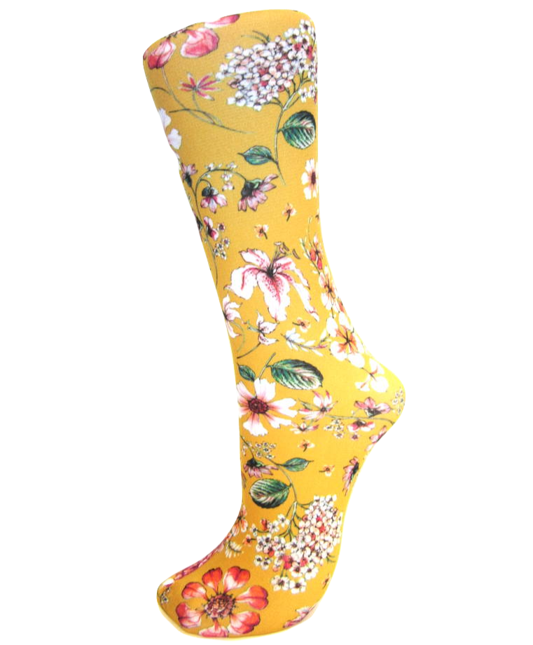 Celeste Stein ~ COMPRESSION Socks ~ Prairie Flowers Gold
