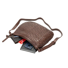 Load image into Gallery viewer, Greenwood Leather Winslow Vintage Woven Shoulder Bag ~ Brown
