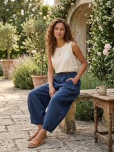 Load image into Gallery viewer, Colette Plain Barrel Leg Linen Pants ~ Teal
