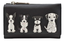 Load image into Gallery viewer, Best Friends Sitting Dogs Tri Fold Purse Black - Mala Leather
