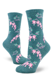 Bleeding Heart Flower - Ladies Crew by Modsocks