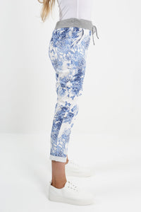 Italian Stretch Cotton Trousers Blue Willow