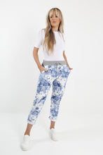 Load image into Gallery viewer, Italian Stretch Cotton Trousers Blue Willow
