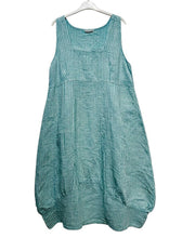 Load image into Gallery viewer, Colette Italian Made Linen Sleeveless Pinstripe Maxi Dress ~ Bottle Green
