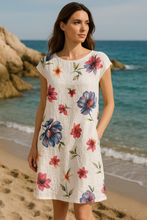 Load image into Gallery viewer, Colette Italian Made Linen Slim Fit Dress ~ Flora White
