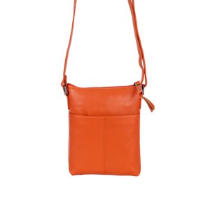 Greenwood Leather Helen Compact Crossbody Bag ~ Orange