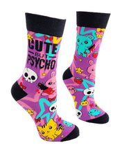 Load image into Gallery viewer, Cute but Psycho ~ Ladies' Crew Socks by FabDaz

