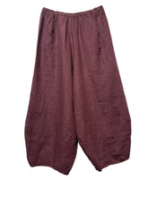 Load image into Gallery viewer, Colette Plain Barrel Leg Linen Pants ~ Sassicaia (Dark Wine Red)
