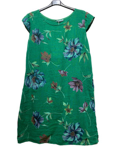 Colette Italian Made Linen Slim Fit Dress ~ Flora White