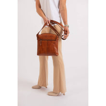 Load image into Gallery viewer, Greenwood Leather Elsa Diamond Weave Crossbody Bag ~ Cognac
