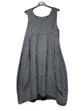 Load image into Gallery viewer, Colette Italian Made Linen Sleeveless Pinstripe Maxi Dress ~ Bottle Green

