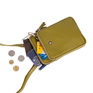 Greenwood Leather Gail Compact Crossbody Bag ~ Lime