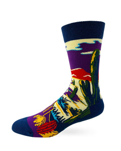 On A Dark Desert Highway ~ Men's Crew Socks by FabDaz