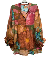 Load image into Gallery viewer, Colette Floral 100% Cotton Shirt ~ Rust
