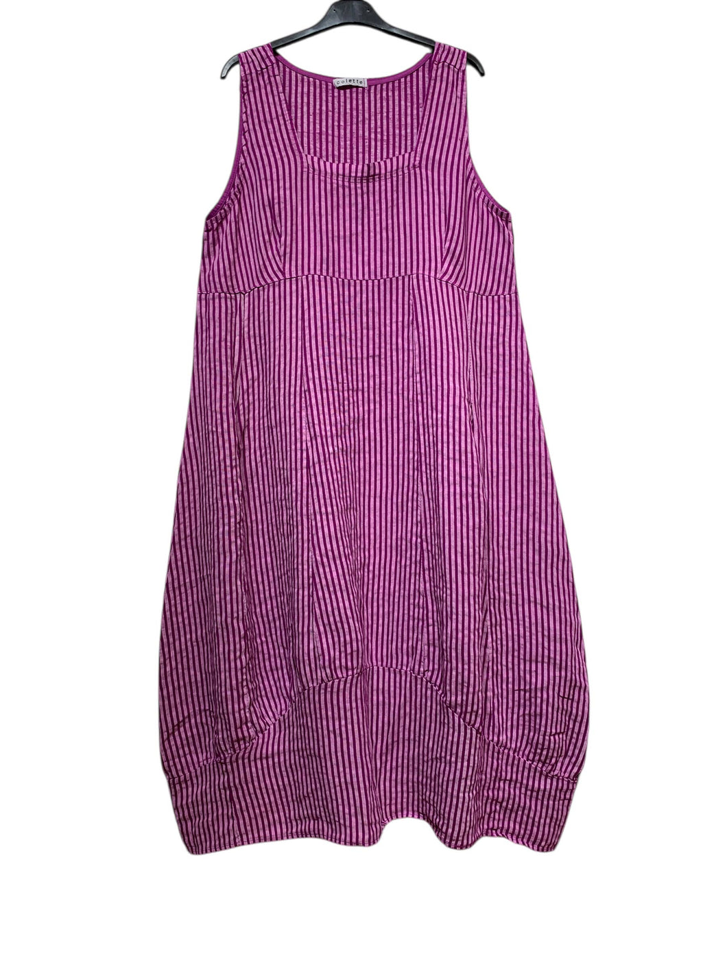 Colette Italian Made Linen Sleeveless Pinstripe Maxi Dress ~ Mauve