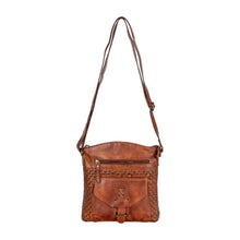 Load image into Gallery viewer, Greenwood Leather Elsa Diamond Weave Crossbody Bag ~ Cognac
