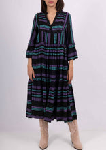 Load image into Gallery viewer, Colette Cotton Stripe Dress ~ Black/Teal
