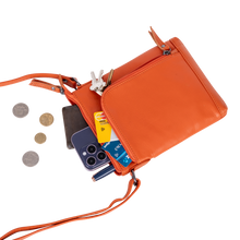 Load image into Gallery viewer, Greenwood Leather Helen Compact Crossbody Bag ~ Orange
