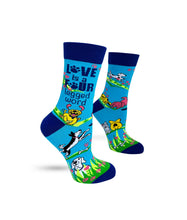 Load image into Gallery viewer, Love is a Four Legged Word ~ Ladies Crew Socks by Fazdaz
