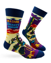 Load image into Gallery viewer, On A Dark Desert Highway ~ Men&#39;s Crew Socks by FabDaz

