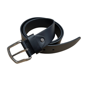 Greenwood Leather 40mm Belt ~ Black with Sliver Buckle (S-XL)