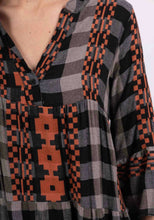 Load image into Gallery viewer, Colette Cotton Check Dress ~ Black/Rust

