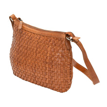 Load image into Gallery viewer, Greenwood Leather Winslow Vintage Woven Shoulder Bag ~ Cognac

