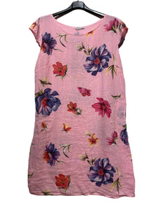 Colette Italian Made Linen Slim Fit Dress ~ Flora White