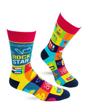 Load image into Gallery viewer, Educational Rock Star ~ Mens Crew Socks by Fazdaz
