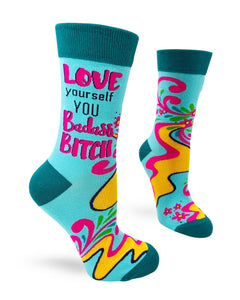 Love Yourself You Badass Bitch ~ Ladies' Crew Socks by FabDaz