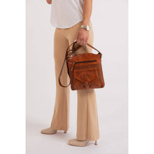 Load image into Gallery viewer, Greenwood Leather Elsa Diamond Weave Crossbody Bag ~ Cognac
