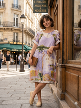 Load image into Gallery viewer, Colette Italian Made Linen Abstract Townscape Dress ~ Lilac
