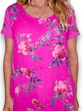 Load image into Gallery viewer, Italian Classic Shift by Helga May Roses ~ Hot Pink
