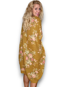 Italian Helga May Elastic Hem High Tea Dress ~ Mustard ~ Free Size