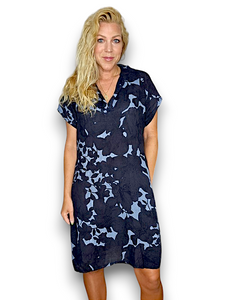 Italian Shirt Dress by Helga May ~ Navy