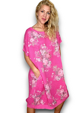 Load image into Gallery viewer, Italian Helga May Elastic Hem High Tea Dress ~ Pink ~ Free Size
